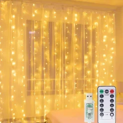 TULITE® Led Lichtgordijn Sfeerverlichting - Kerstverlichting - Usb - Incl. Afstandsbediening - 3X3 Meter - Warm Wit - Sfeerverlichting Voor Binnen En Buiten - 300 Leds Outlet