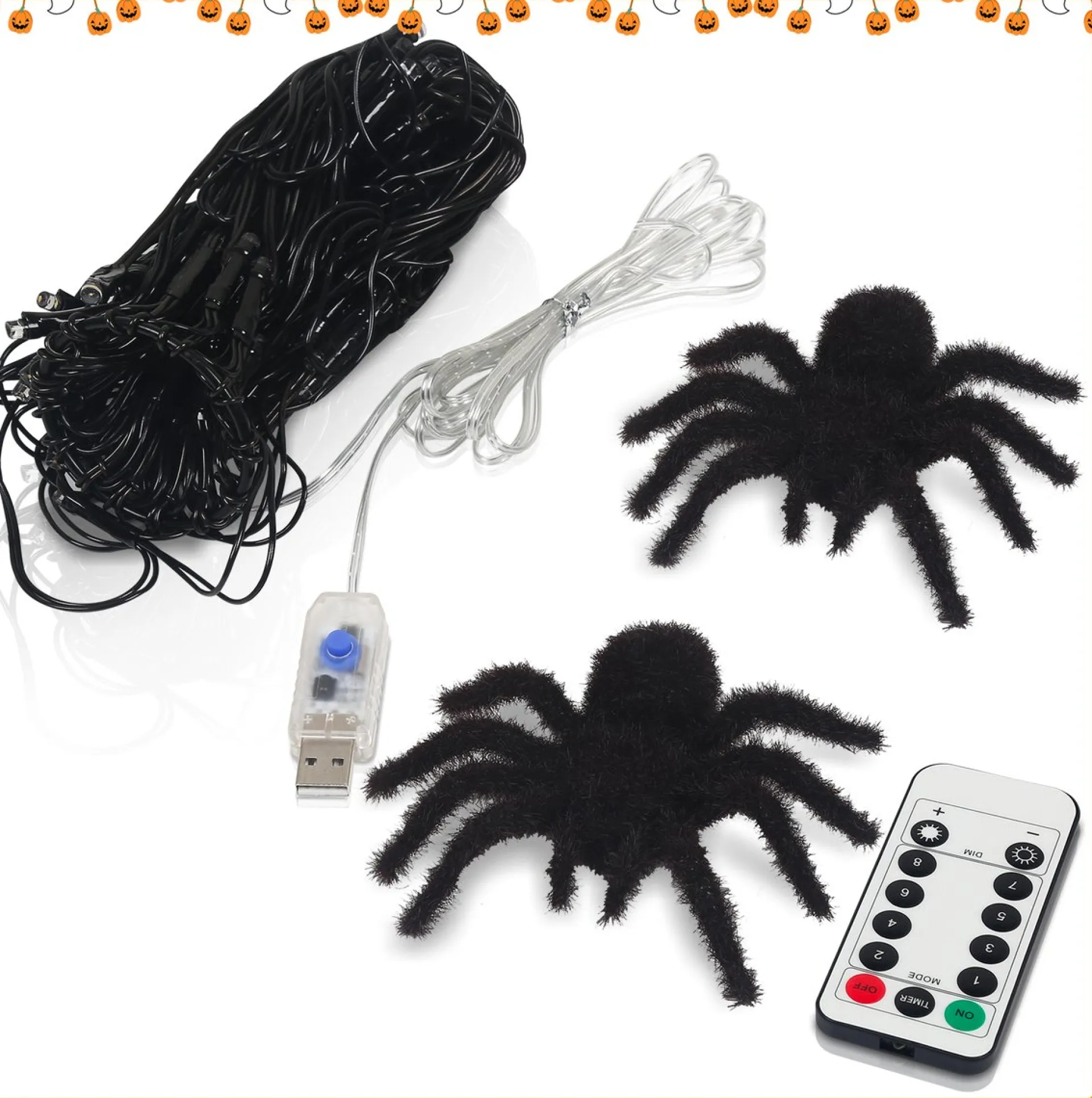 Merkloos Led Spinnenweb Halloween Fairy Lights Usb-Verlichting Duurzaam Griezelig En Mooi Shop