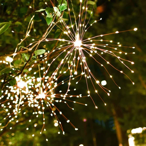Merkloos Led-Vuurwerk Lichtslinger-Werkt Op Zonne-Energie -200Led Lichtjes- Warm Wit Licht Best Sale