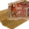 Merkloos Kerststallen>Lege Verlichte Kerststal Met Ondergrond - Kerststalletjes