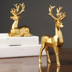 Levabe Kerstbeelden></noscript> - Nordic Kerst Rendier Beeldjes - Herten - Woonkamerdecoratie - Goud - Decoratie - Gouden Decoratie - Set