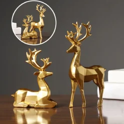 Levabe Kerstbeelden></noscript> - Nordic Kerst Rendier Beeldjes - Herten - Woonkamerdecoratie - Goud - Decoratie - Gouden Decoratie - Set