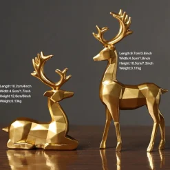 Levabe Kerstbeelden></noscript> - Nordic Kerst Rendier Beeldjes - Herten - Woonkamerdecoratie - Goud - Decoratie - Gouden Decoratie - Set