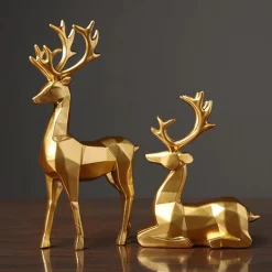 Levabe Kerstbeelden></noscript> - Nordic Kerst Rendier Beeldjes - Herten - Woonkamerdecoratie - Goud - Decoratie - Gouden Decoratie - Set
