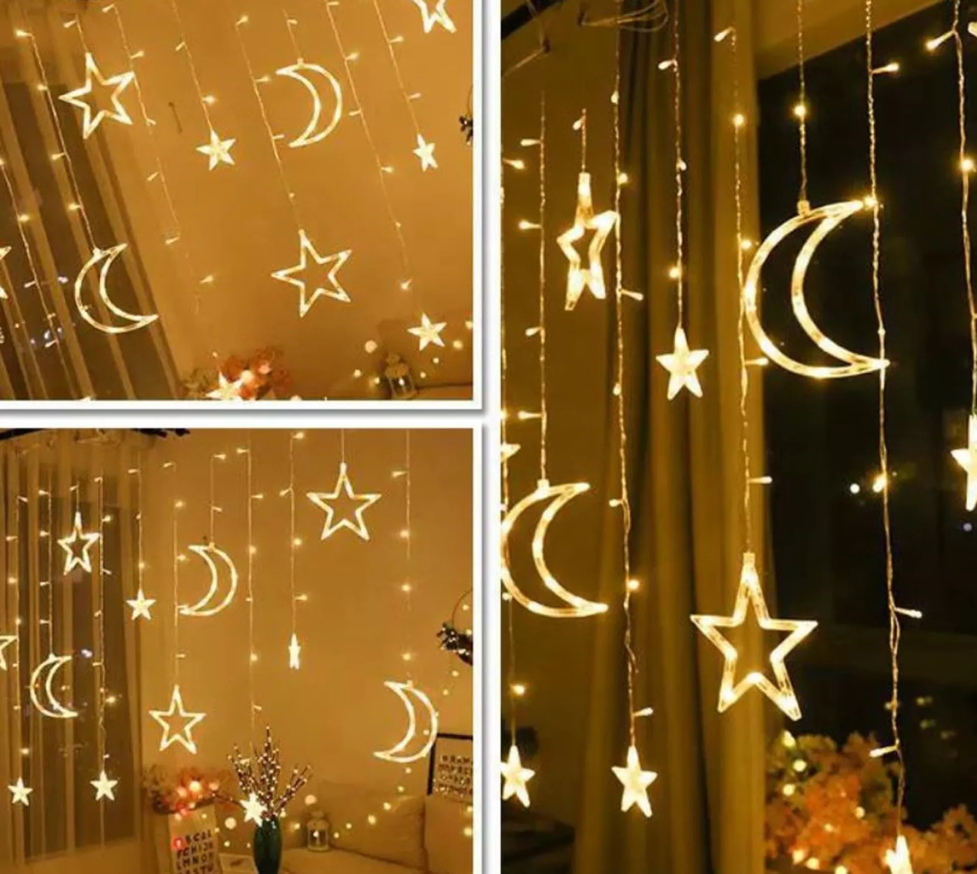 Lichtendirect - Lichtslinger- Kerstverlichting Maan- 3.5 Meter 138 Led- Lichtgrodijn Sfeer Verlichting-Gordijnverlichting -Lichtsnoer Voor Binnen - Ramadan-Suikerfeest Best Sale