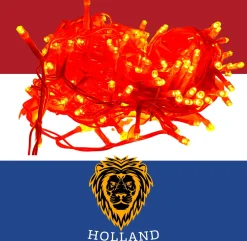 Fienosa Lichtsnoer - Lichtsnoer Oranje - Oranje Feest Artikelen - 200 Lampjes - 8 Meter Snoer - Koningsdag - Oranje Led Slinger - - Wk Vrouwen Voetbal -Feestverlichting - Tuinverlichting - Sfeer Best