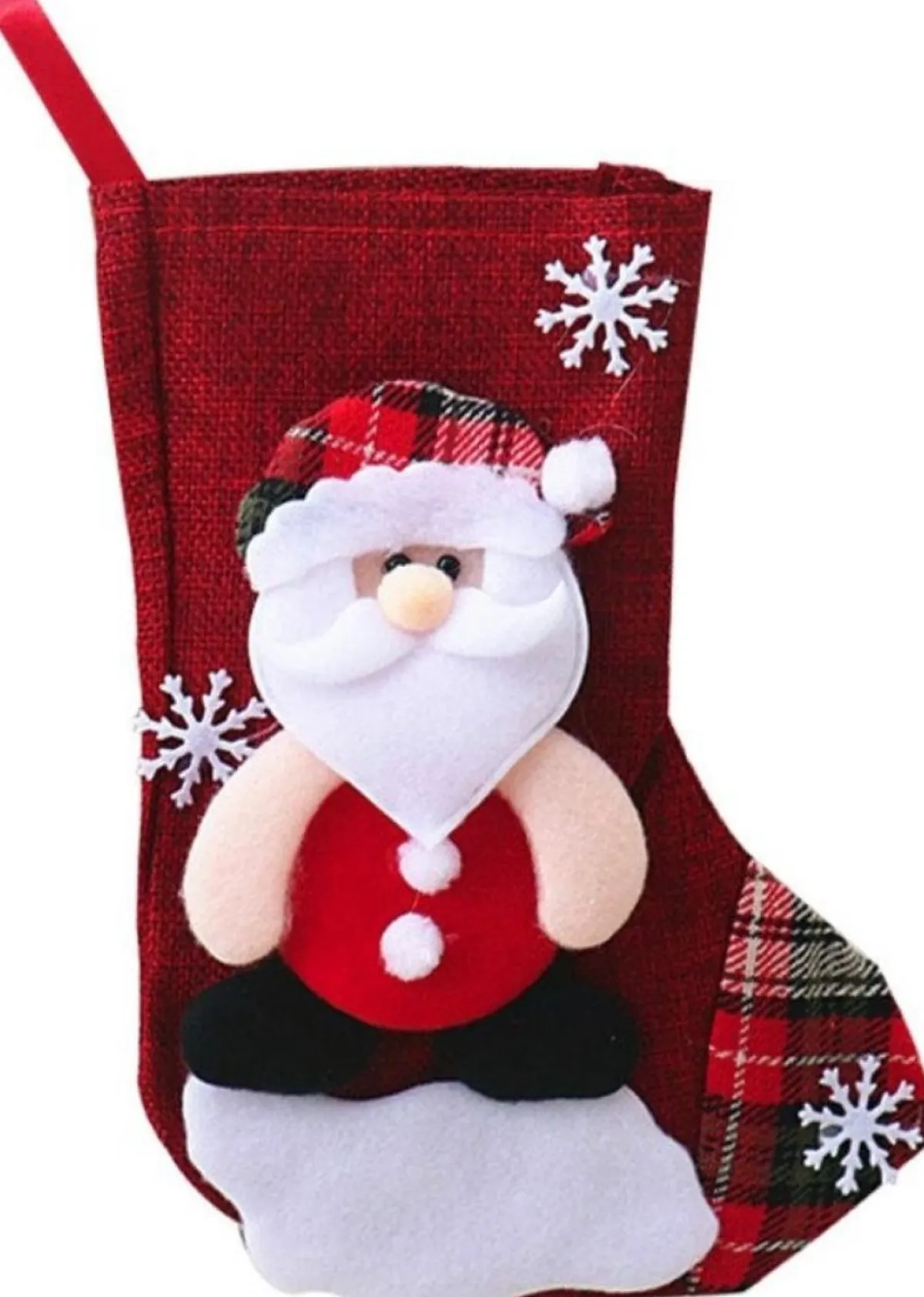 Merkloos Kerstsokken>Linnen Kerstsokken – Kerstsok – Kerstman – Rood –Kerstversiering - 23 X 18 Cm - Cadeau