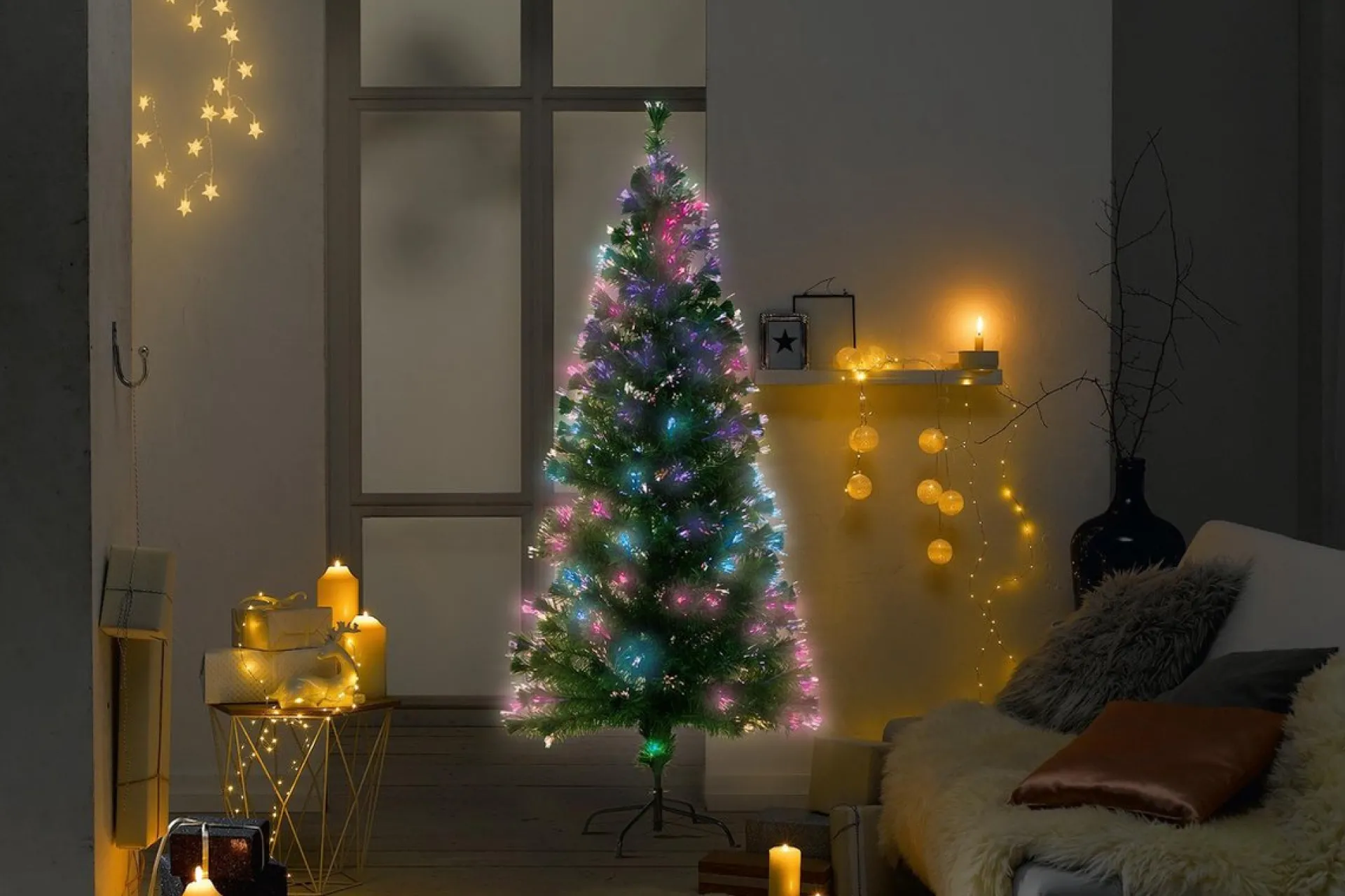 Luca lighting Greenwood Kunstkerstboom Met Fibre Optic Verlichting - H180 Cm - Multikleur Hot