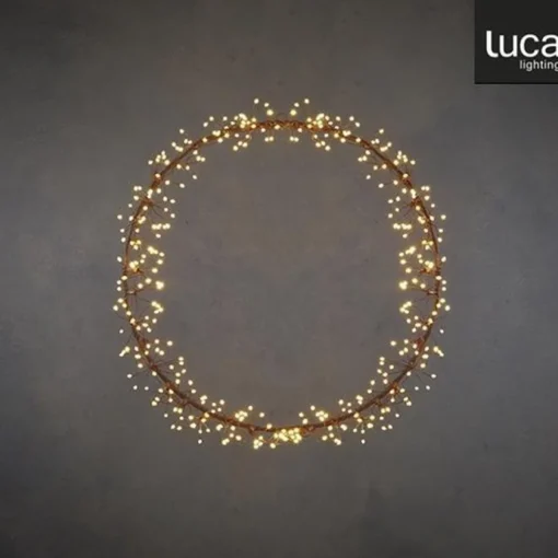 Luca lighting Kerstkransen> Lichtkrans Dandelion Met Warm Witte Led Verlichting - O40 Cm - Bruin