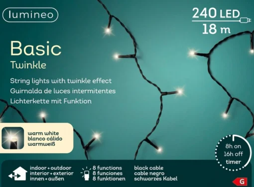 Lumineo Kerstverlichting - 18 M - Warm Wit - 240 Leds - Lichtsnoer Store