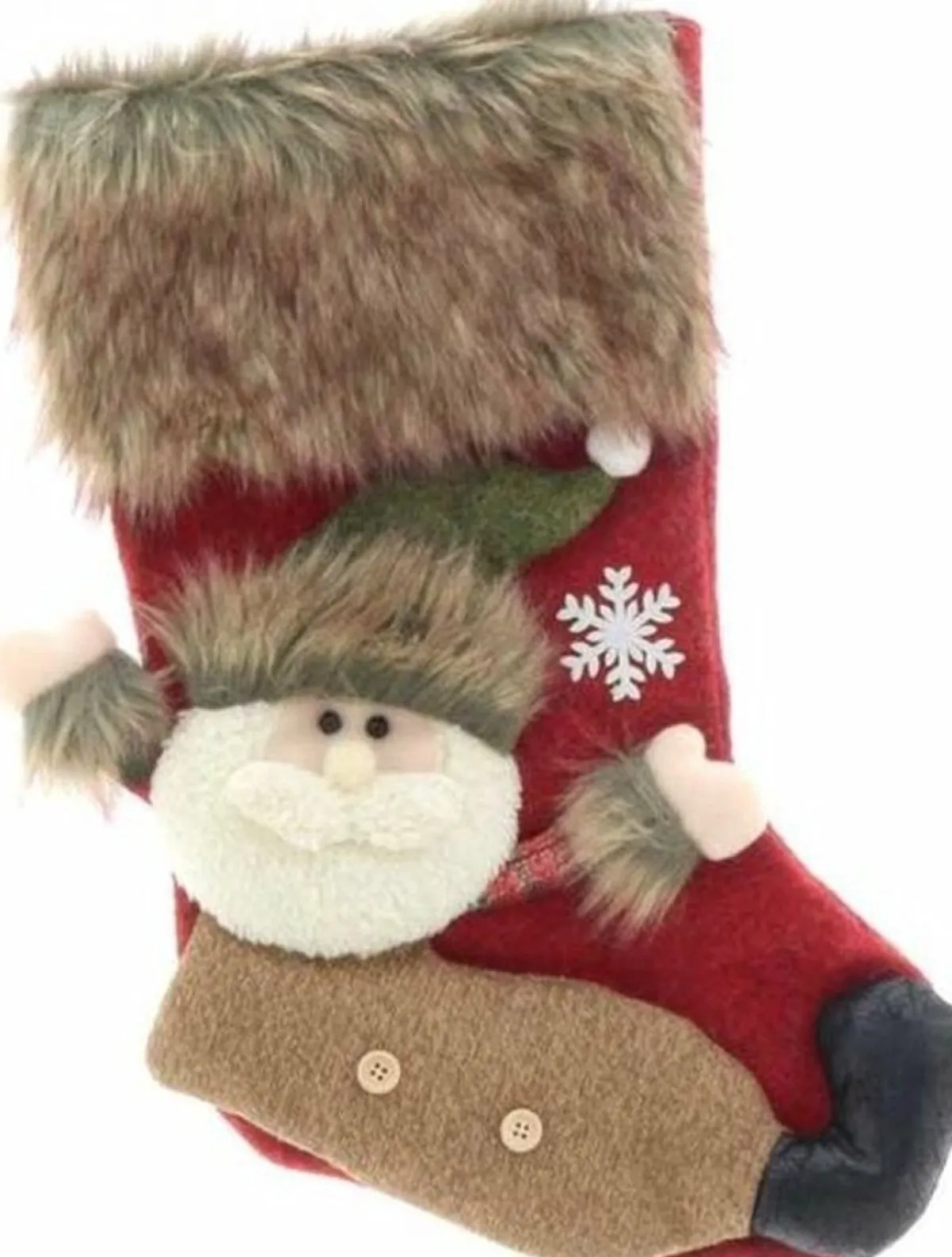 Unique Living Kerstsokken>Luxe 3D Kerstsok - Kerstman - 23 X 46 Cm - Rood