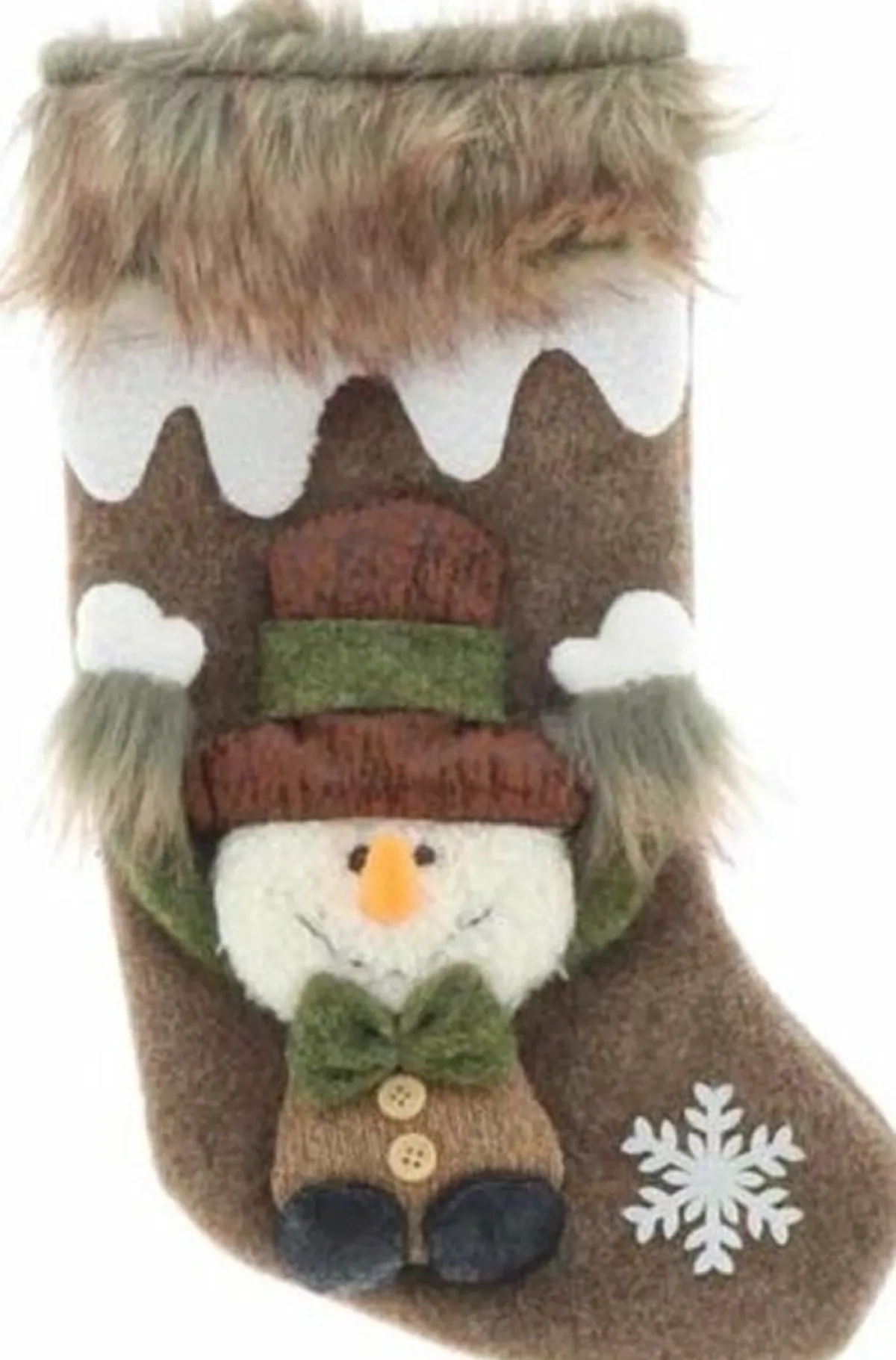 Unique Living Kerstsokken>Luxe 3D Kerstsok - Sneeuwpop - 34 X 17 Cm