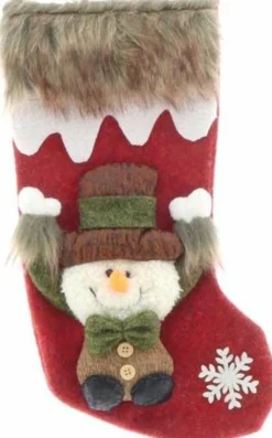Unique Living Kerstsokken>Luxe 3D Kerstsok - Sneeuwpop Kerstversiering - 34 X 17 Cm