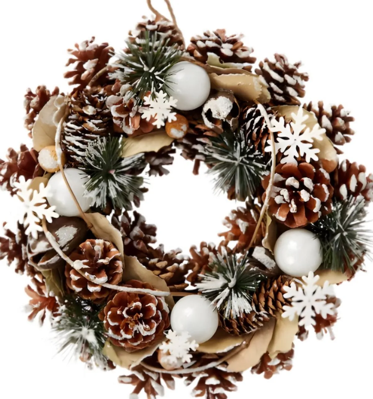 Merkloos Kerstkransen>Luxe Krans - Betoverende Kerstsfeer: Luxe Witte Kerstkrans Met Sprankelende Glitters En Sneeuweffect