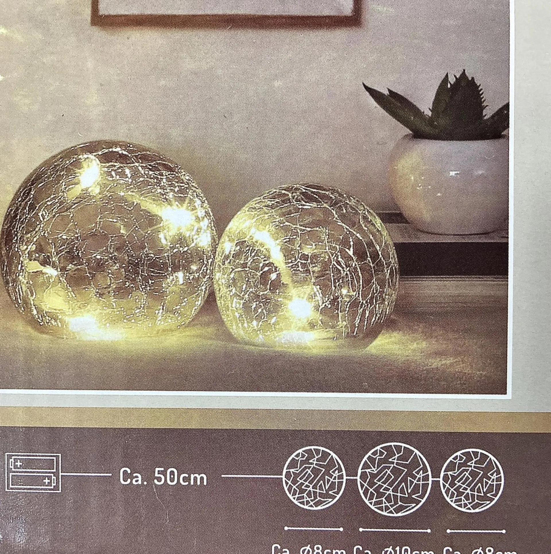 ZD Trading Luxe Set 3 Glazen Ballen Met Led -10 Led Kerst Versiering Fashion