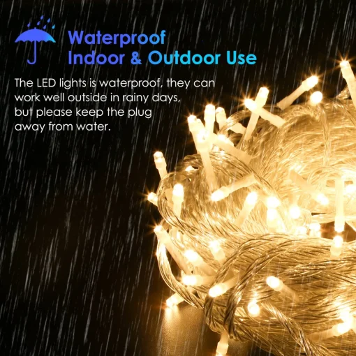 Merkloos 100M 500 Led Fairy Lights Warm Wit 8 Lichtstanden Indoor Outdoor Party Garden Decoratie Kerstverlichting Discount