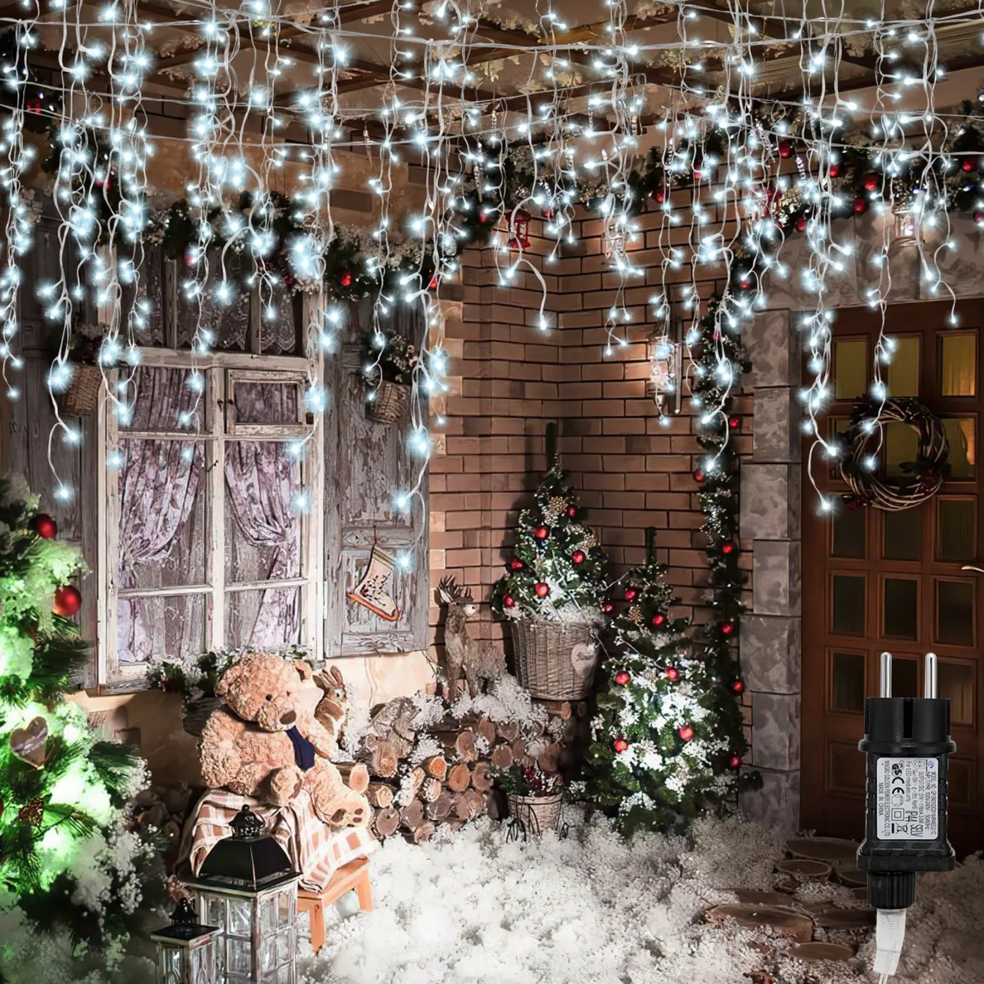 Merkloos 20M 600 Led Gordijn Led Kerstverlichting Gordijn Kerstverlichting Gordijn Voor Binnen En Buiten -Timer- 600 Led Lampjes- Koud Wit Cheap