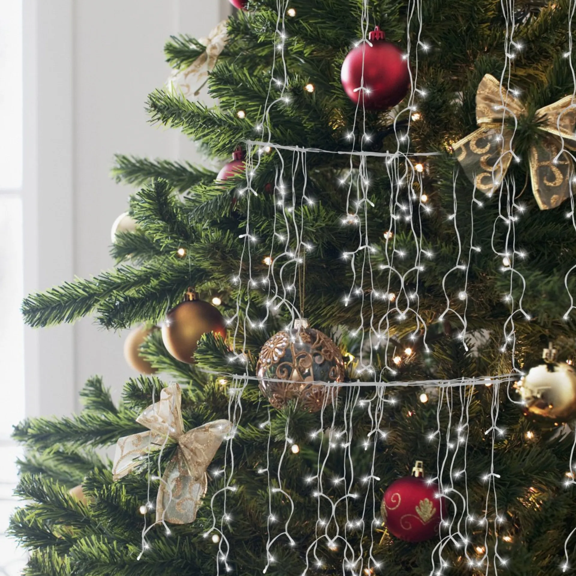 Merkloos 20M 600 Led Gordijn Led Kerstverlichting Gordijn Kerstverlichting Gordijn Voor Binnen En Buiten -Timer- 600 Led Lampjes- Koud Wit Cheap