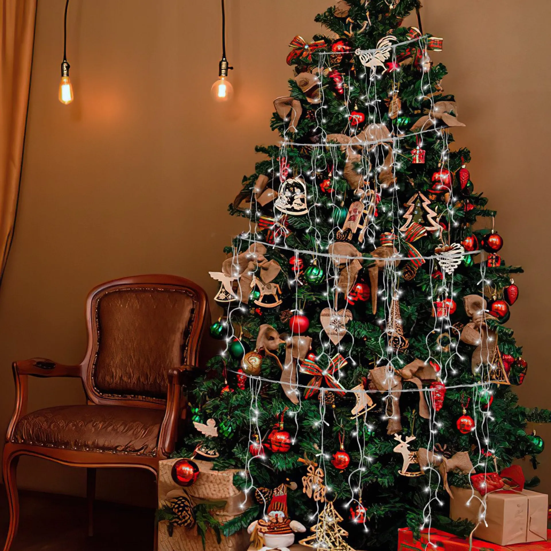 Merkloos 20M 600 Led Gordijn Led Kerstverlichting Gordijn Kerstverlichting Gordijn Voor Binnen En Buiten -Timer- 600 Led Lampjes- Koud Wit Cheap