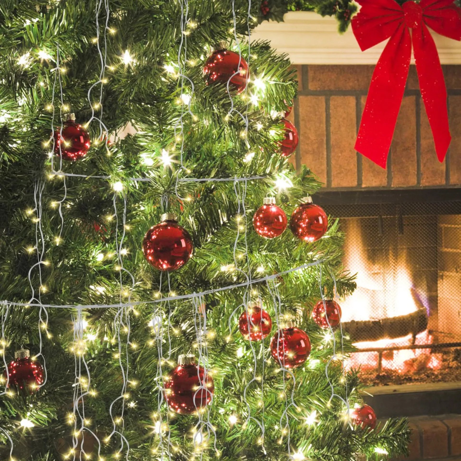 Merkloos 20M 600 Led Gordijn Led Kerstverlichting Gordijn Kerstverlichting Gordijn Voor Binnen En Buiten -Timer- 600 Led Lampjes- Warm Wit New