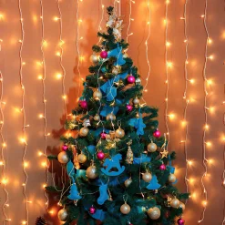 Merkloos 15M 400 Led Gordijn Led Kerstverlichting Gordijn Kerstverlichting Gordijn Voor Binnen En Buiten -Timer- 400 Led Lampjes- Warm Wit Cheap