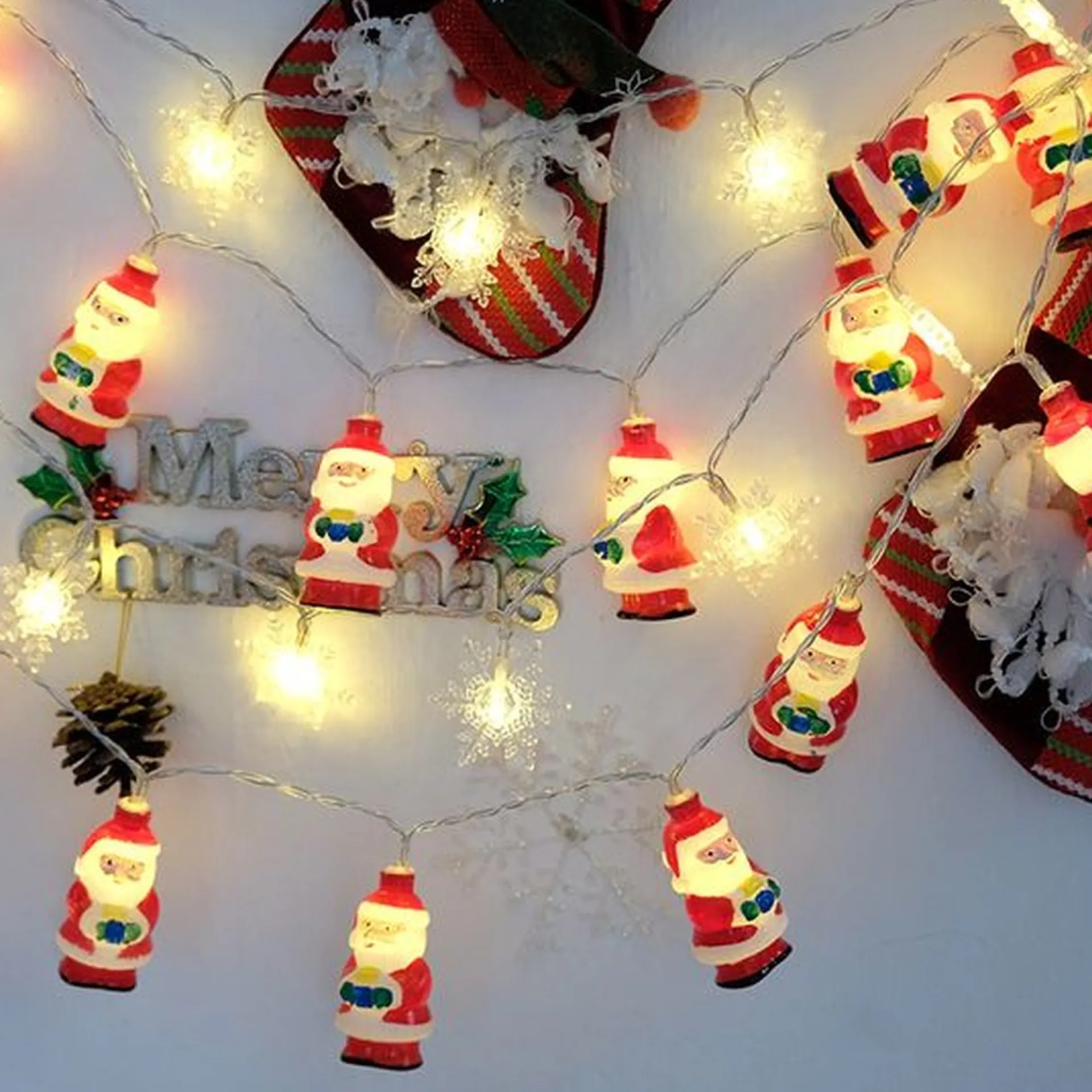 Merkloos 3M - 20Led Kerstman Kerstverlichting - Fairy Lights - Santa String Lights - Batterij Aangedreven (3X Aa) - Feest Decor - Xmas Verlichting - Santa - Flash Sale