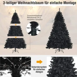 MARA Kunstkerstboom - Inklapsysteem - Kerstmis - Metalen Frame - Zwart - 180 Shop