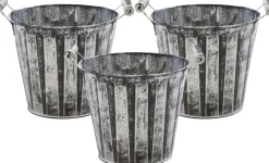 Mega Collections Kerststukjes> Kerststukje/Kerstbakje - 3X - Zink - Antraciet/ D13 X H12 Cm