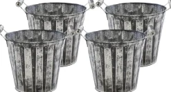 Mega Collections Kerststukjes> Kerststukje/Kerstbakje - 4X - Zink - Antraciet/ D13 X H12 Cm