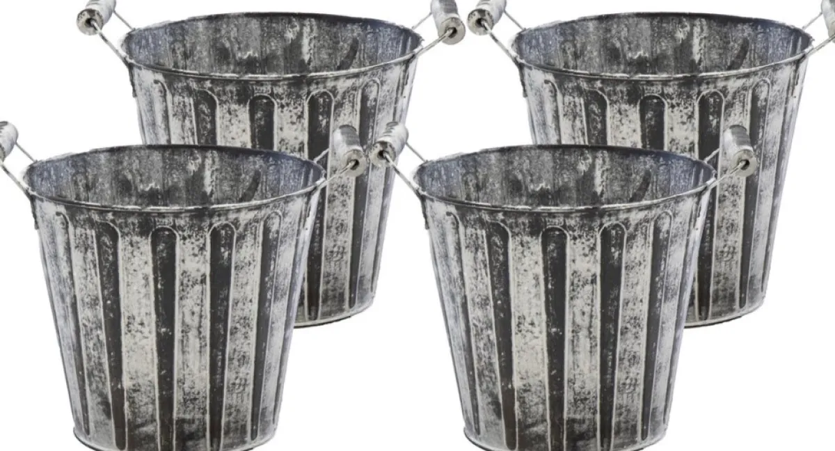 Mega Collections Kerststukjes> Kerststukje/Kerstbakje - 4X - Zink - Antraciet/ D13 X H12 Cm