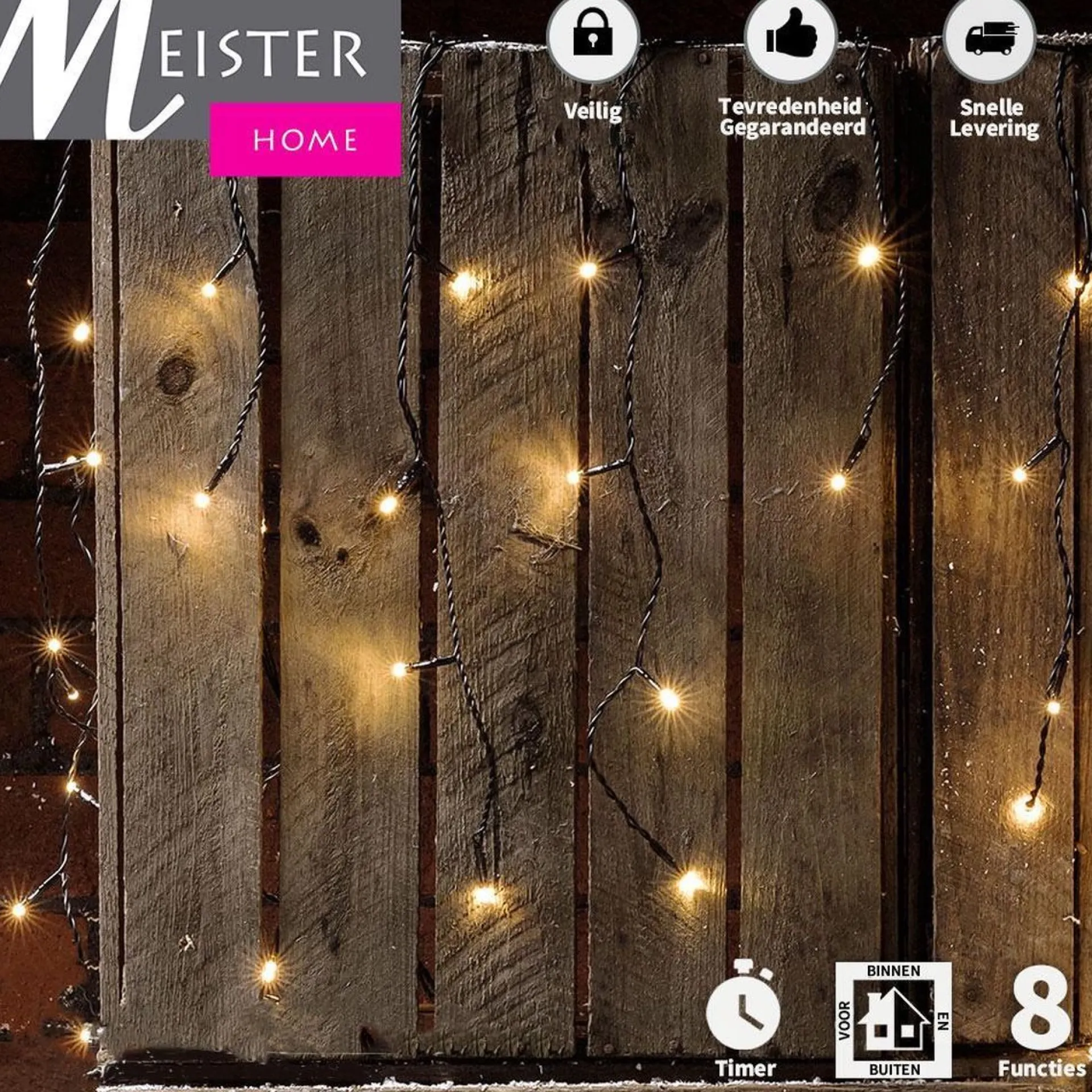 Meisterhome ® Ijsregen Kerstverlichting Lichtgordijn - 8 Meter Ijspegel - 400 Led Warm Wit - Met 8 Functies En Timer - Ijspegelverlichting Buiten Best