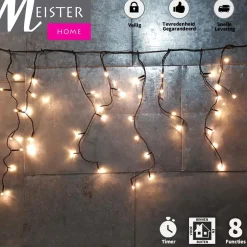 Meisterhome ® Ijsregen Kerstverlichting Lichtgordijn - 8 Meter Ijspegel - 400 Led Warm Wit - Met 8 Functies En Timer - Ijspegelverlichting Buiten Best