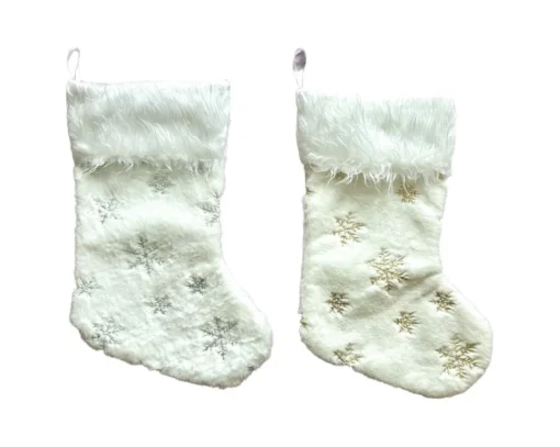 Meisterhome Kerstsokken>® Kerst Decoratie Kerstsokken Kerst Cadeau Kerstboom Kerst Sok Set Van 2 Stuks Goud En Zilver Geborduurd