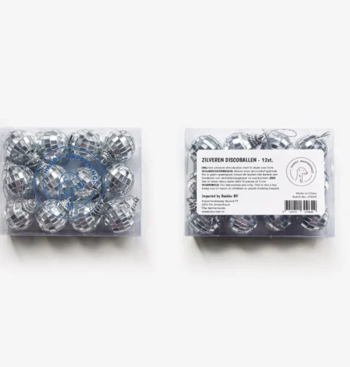 Happy Happenings Kerstboomversieringen>Mini Discoballen - Zilver - 12 Stuks - Kerstballen - 3Cm Klein