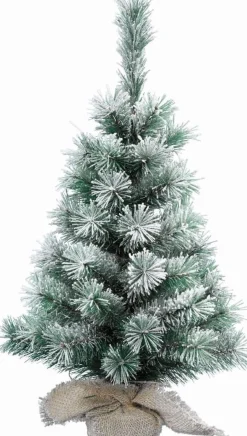 Merkloos Mini Kunst Kerstboom Besneeuwd -Incl. Lichtsnoer Bollen Mix H60 Cm Rood Clearance