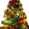 Merkloos Mini Tafel Kerstboom - Inclusief Versiering - Miniatuur Dennenboom - Met Hangende Ornamenten -Kerstversiering - Kleine Kunstmatige Kerstboom - Kerstversieringen - Minikerstboom - 50Cm Store