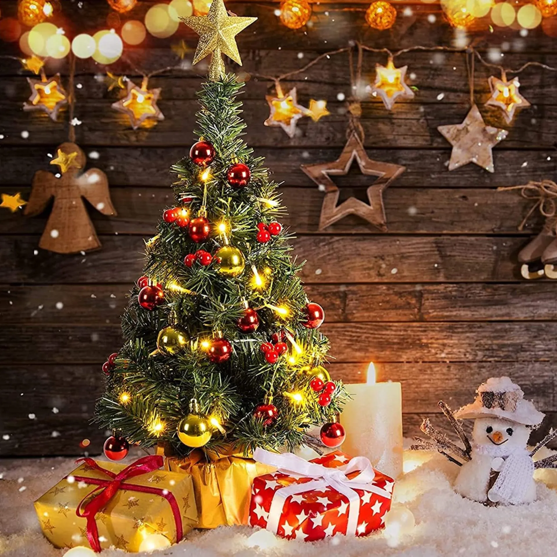 Selwo Mini-Kerstboom, 45 Cm, Mini-Kerstboom Voor Tafel, Miniatuur, Mini-Kerstboom Met Led-Lichtsnoer, Kunstkerstboom, Kleine Kerstdecoratie Cheap