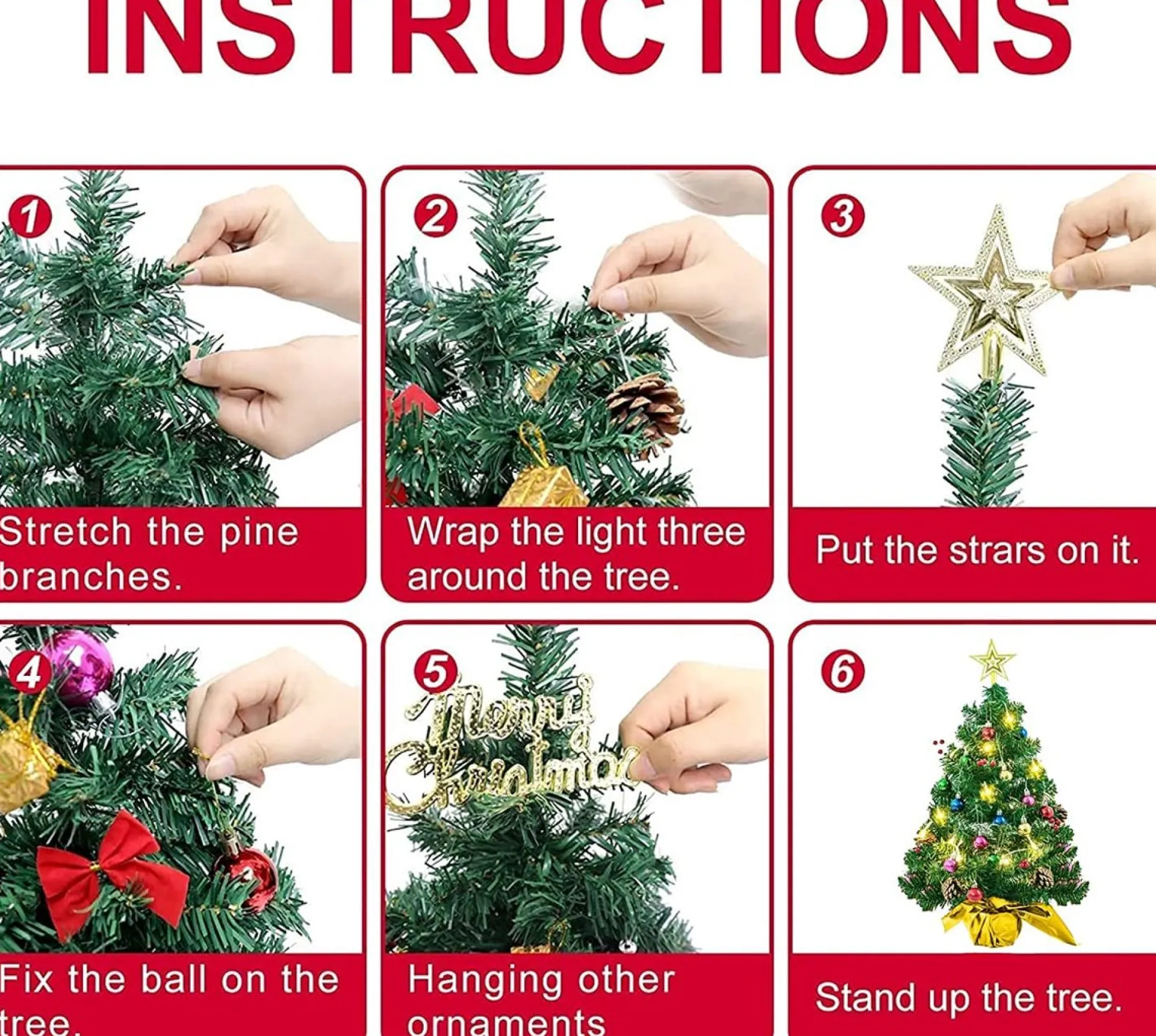 Selwo Mini-Kerstboom, 45 Cm, Mini-Kerstboom Voor Tafel, Miniatuur, Mini-Kerstboom Met Led-Lichtsnoer, Kunstkerstboom, Kleine Kerstdecoratie Cheap