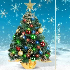 Selwo Mini-Kerstboom, 45 Cm, Mini-Kerstboom Voor Tafel, Miniatuur, Mini-Kerstboom Met Led-Lichtsnoer, Kunstkerstboom, Kleine Kerstdecoratie Cheap