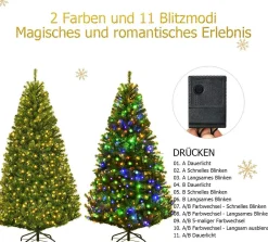 Costway Monkey's Kunstkerstboom - Met Led Lichtketting - Groen - Kerstmis - Kerstboom - 180 Cm Sale