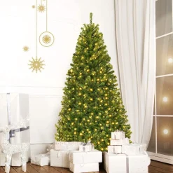 Costway Monkey's Kunstkerstboom - Met Led Lichtketting - Groen - Kerstmis - Kerstboom - 180 Cm Sale