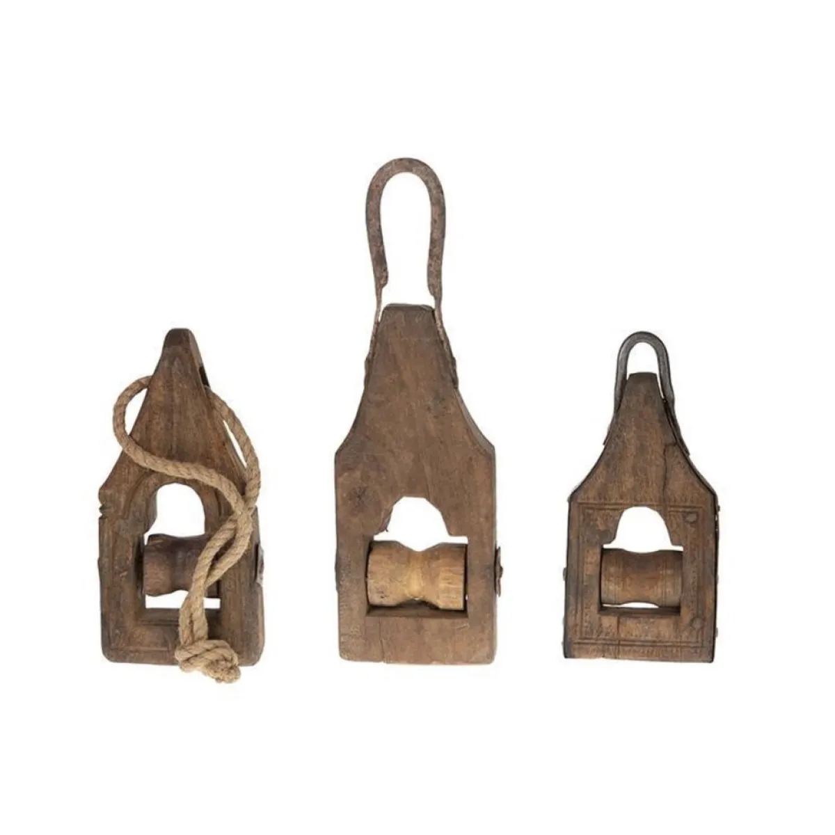 Natural Collections Kersthanger>Naturel Collections Vintage Houten Katrol 11X27X4Cm (1 Stuk) Assorti