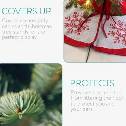 Navaris Decoratief Kerstboom Vloerkleed Vloerbeschermer - Beschermt De Vloer En Verstopt Bekabeling Van Lampjes - Kerstrok In Wit/Rood Online