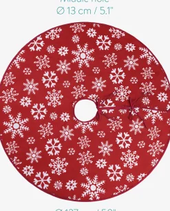 Navaris Decoratief Kerstboom Vloerkleed Vloerbeschermer - Beschermt De Vloer En Verstopt Bekabeling Van Lampjes - Kerstrok In Rood/Wit Fashion