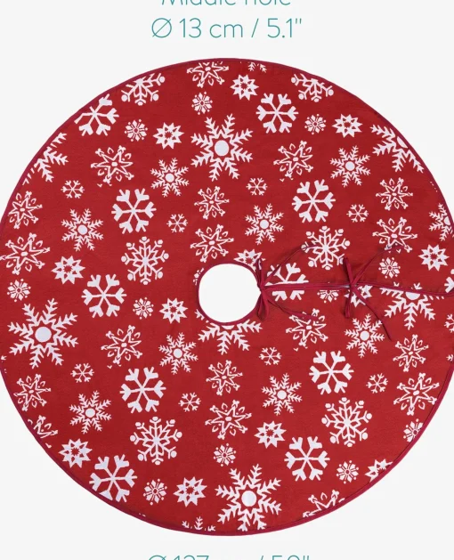 Navaris Decoratief Kerstboom Vloerkleed Vloerbeschermer - Beschermt De Vloer En Verstopt Bekabeling Van Lampjes - Kerstrok In Rood/Wit Fashion