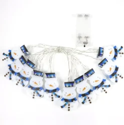 Nuvance - Kerstverlichting Sneeuwpop Figuren Op Batterij - Voor Binnen En Buiten - Kerstlampjes - Kerstdecoratie - Kerstboomversiering Figuurtjes - Versiering Voor Kerst Wit, Blauw, Transparant Clearance