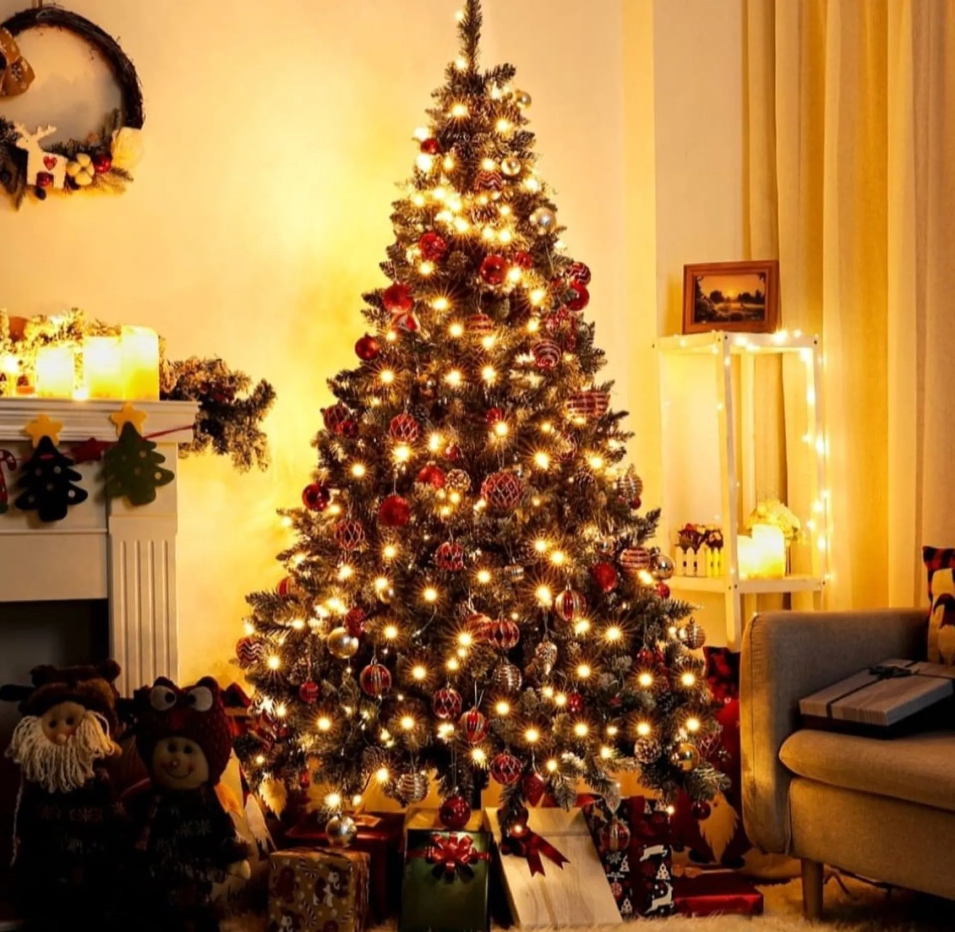 Odenneboom Kunstkerstboom 150Cm Met Verlichting Voor Binnen En Buiten - Led Kerstboom Met Witte Sneeuw En Echte Dennenappels - Brandwerend - Kunstboom - Kerstversiering - Kerstboomverlichting - Kerstboomstandaard Shop