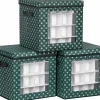 Unbranded Opbergdozen Celeste - Set Van 3 - Opvouwbare Dozen - Voor Kerstversiering - Elk 64 Kleine Vakken - Flexibele Verdelers - 30,5X30,5X30,5Cm - Blauw Fashion