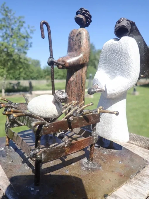 Wereldbeeld Kerststallen>Originele Kerststal Uit Zimbabwe, Kerstbeelden, Kerst, Kersttafereel, Steen En Gerecycleerd Metaal, Fairtrade En Handgemaakt