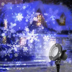 Orion Store - Kerstverlichting Voor Buiten - Kerst Sneeuwval Projector - Outdoor Kerst Projector - Outdoor Sneeuwvlok Projectie Verlichting - Projector Verlichting – Kerstmis Projector - Feestdagen Projector Lichten - Energieklasse A - Black Friday Store
